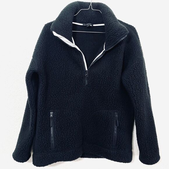 J. Crew Polartec Black Sherpa Fleece Half Zip Pull Over Jacket - Picture 2 of 12